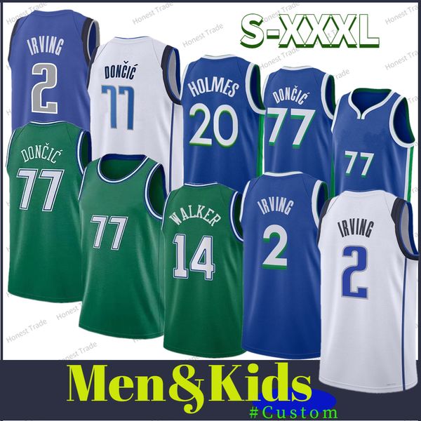 3XL Männer Kinder Doncic Basketball Jersey Luka Doncic Green Blue City 2 7 Custom Youth Boys Shirts