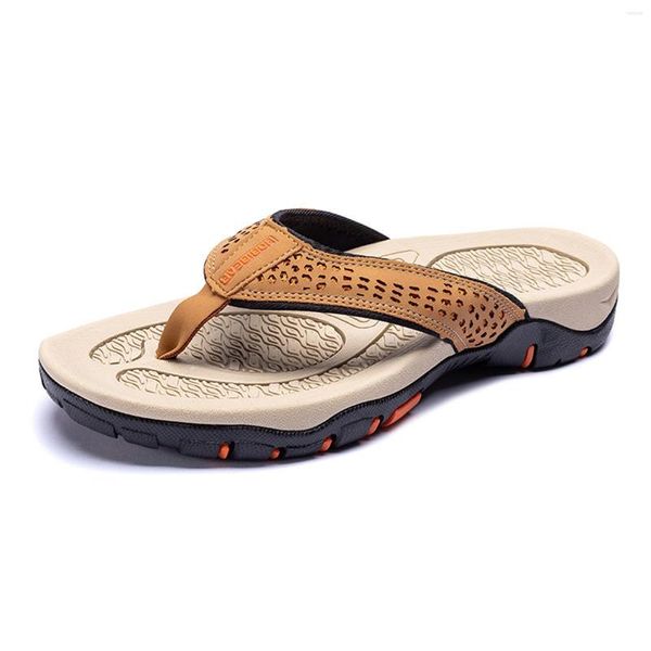 Sandali da uomo Outdoor PU Flat Casual Infradito Summer Beach con suola in TPR antiscivolo