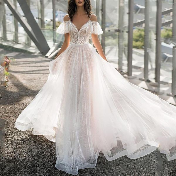 Abbigliamento etnico Abito da sposa di grandi dimensioni Spalle aderenti Fiori di pizzo grasso Una spalla Donna