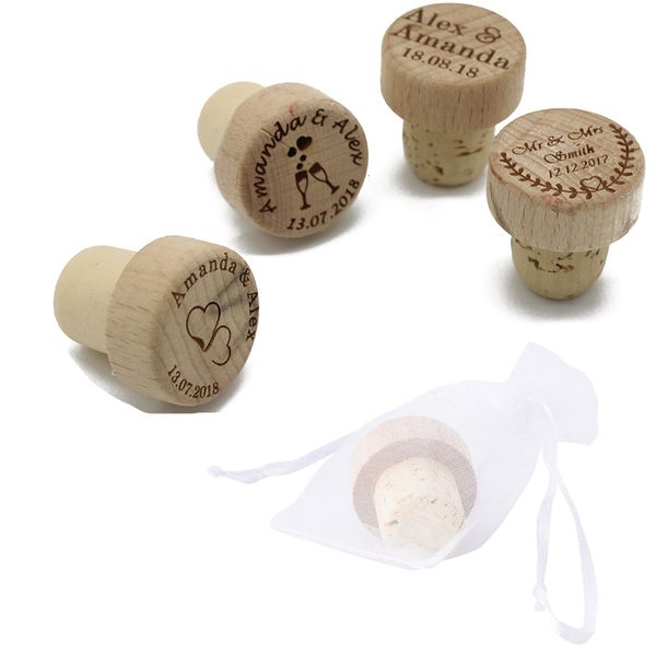 Altre forniture per feste di eventi 1024506070100pcs Tappo di sughero per vino in legno inciso personalizzato Tappo per bottiglia di sughero Tappo per vino personalizzato Bomboniere 230710