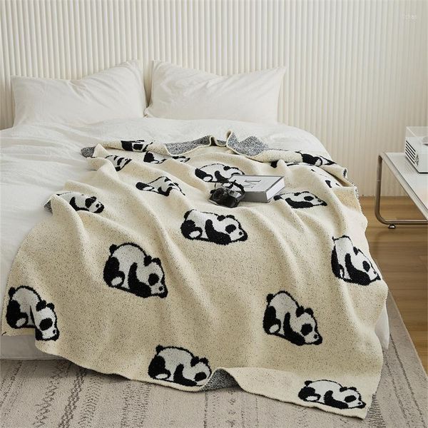 Cobertores Panda Feather Fios Cobertor Engrossar Quente Para Cama Sofá Pele Macia Amigável Calor Consolador Decoração Do Quarto 130X160CM