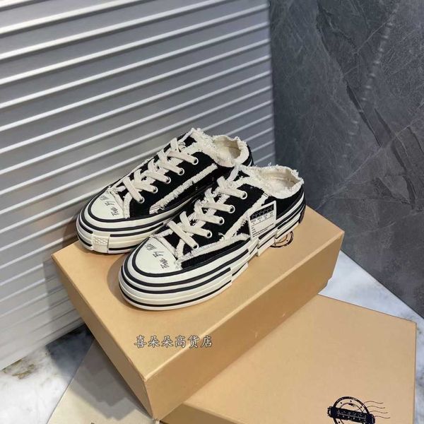 XVessel High Version Beggar Shoes Board Shoes Vanness Wu Canvas Shoes Original Half Drag Color Mudando a Flor de Castanha de Caju Mesmo Estilo para Homens e Mulheres