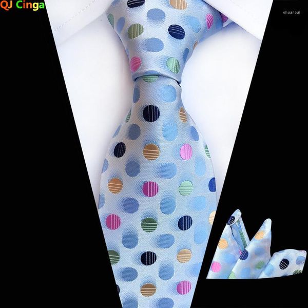 Cinture Cravatta a pois azzurra da uomo Cravatte per abiti da cerimonia nuziale Rosso Viola Giallo Verde Può scegliere (cravatta Sciarpa quadrata)