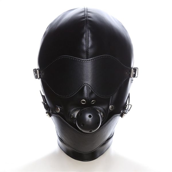 Giocattoli per adulti Maschera erotica Cosplay Fetish Bondage Copricapo con bocca Ball Gag BDSM Cappuccio in pelle erotica per uomo Donna Giochi per adulti Maschera sexy 230710