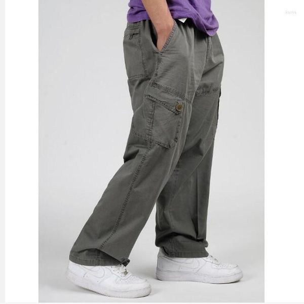 Männer Hosen Elastische Taille Cargo Frühling Herbst Hip Hop Lose Fett Männliche Hosen Plus Größe 5XL 6XL