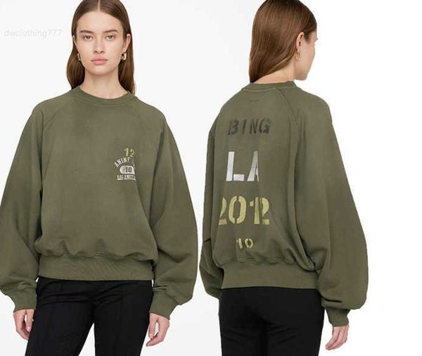 Una felpa pullover di design da donna Bing davanti e dietro lettere inglesi numeri stampa maglione in pile sciolto felpa con cappuccio calda