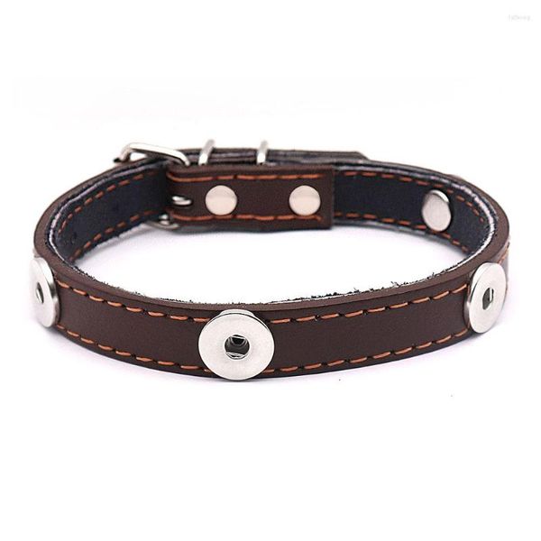 Charm Bracelets 45 cm Marrom Couro PU Coleiras para cães Botão de pressão Suprimentos para animais de estimação (encaixe de 18 mm 20 mm) NF098