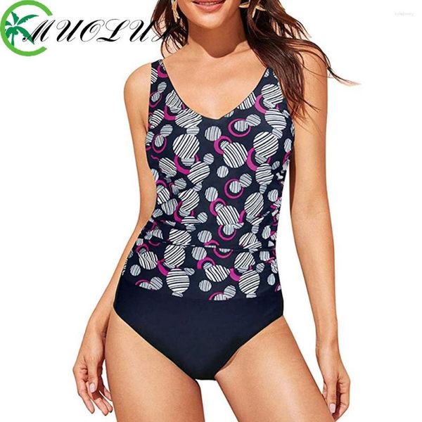 Damenbadebekleidung 2023 Einteiliger Badeanzug Frauen Plus Size Frau Vintage Bauchkontrolle Badeanzug Monokini Bodysuit Schwimmen Badeanzüge