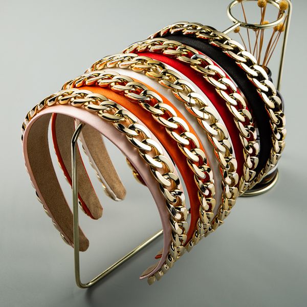 Goldene Ketten Haarbänder für Frauen Punk Stil Metall Stirnband Wrap Haar Hoop Mode Chic Haar Ornament Gold Haar Zubehör