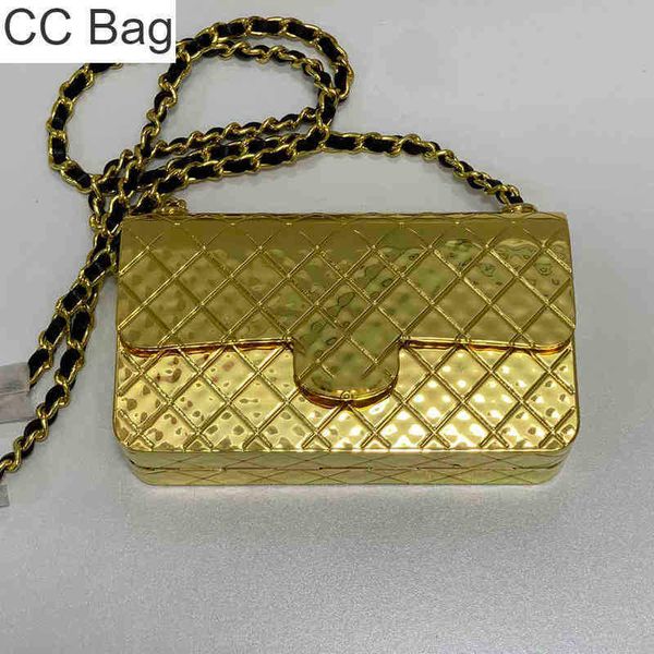 CC Bag Shopping s 2022ss Mini Hammer Forged Metal Flap Designer Francês Ouro e Prata Hardware Chain Classic Diamond Check Single Sh