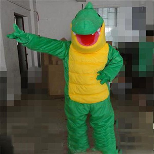 2019 Costume da mascotte di coccodrillo verde di alta qualità con una grande bocca da indossare per adulti282n