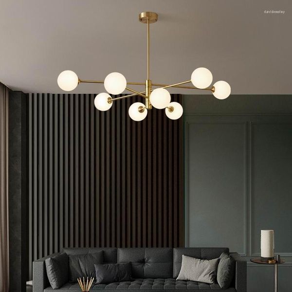 Kronleuchter Moderne Nordic Kupfer Design LED Kronleuchter Für Wohnzimmer Schlafzimmer Esszimmer Küche Decke Anhänger Lampe G9 Hängen Licht