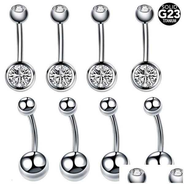 Navel Bell Button Rings Piercing per le donne Ball Bar Zircone Crystal Round Acciaio chirurgico Summer Beach Fashion Body Jewelry Drop Deli Dhc9G