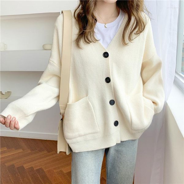 Maglieria da donna Maglione oversize da donna Cardigan femminile Casual Cashmere Autunno Inverno Cardigan lavorato a maglia Maglioni autunnali Cappotto lavorato a maglia con scollo a V da donna