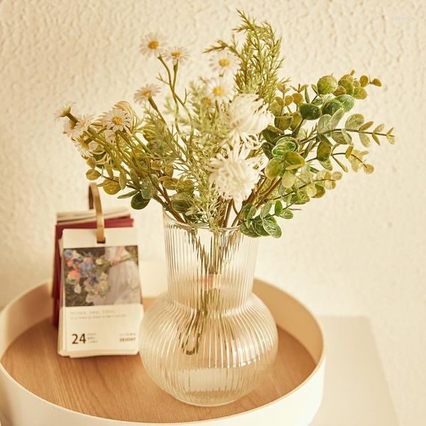 Декоративные цветы искусственные растения солнце красочные маленькие ромашки шелк шелк домашний сад свадьба Diy Американский ретро -столик цветочный мебель