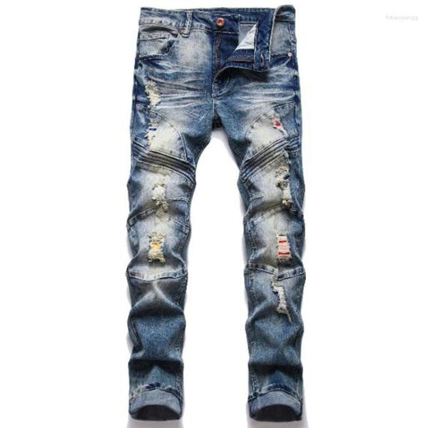 Jeans masculino moda 2023 masculino algodão rasgado buraco casual motociclista outono inverno calças masculinas hip hop calças jeans
