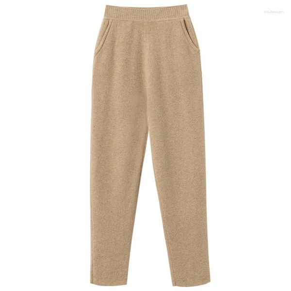 Pantaloni da donna Cashmere 2023 Autunno e inverno Ispessimento Vita alta Piccoli piedi Abbigliamento esterno Casual