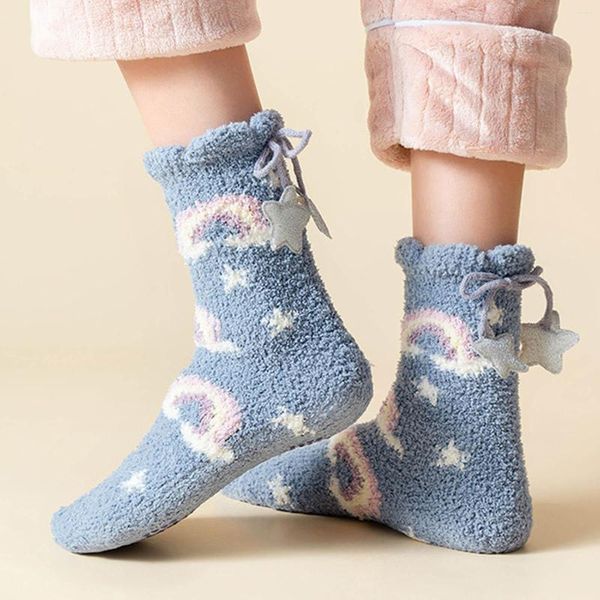 Frauen Socken Winter Verdickte Korallen Fleece Rutschfeste Boden Strümpfe Weihnachten Geschenk Hause Zimmer Lustige Socke