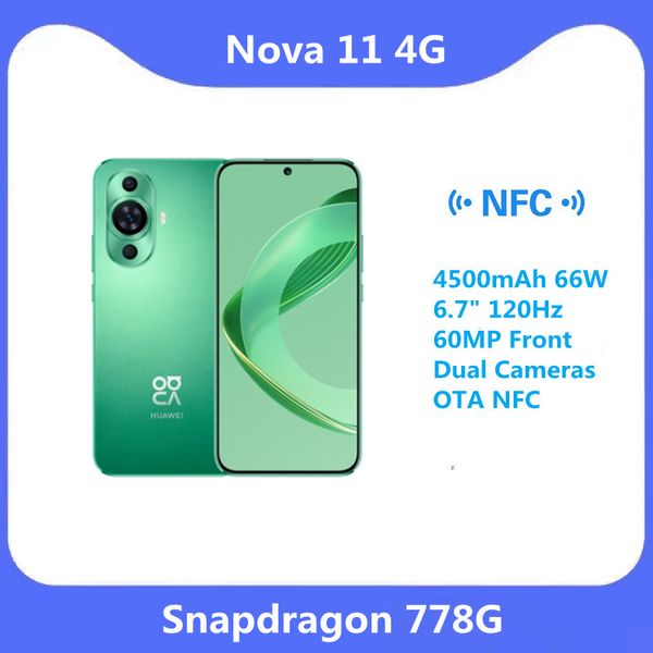 Оригинал New Huawei Nova 11 Мобильный телефон Octa Core Snapdragon 778G 4500MAH 66W 6,7 