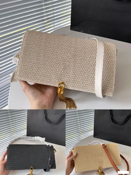 Neue Sommer Coole Luxus Mode Bambus Strand Gewebte Brieftasche Party Marke Geschenk Abgestufte Frauen Männer Brieftasche Tasche Stroh geflochten Artikel Quaste