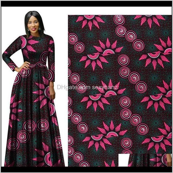 Abbigliamento in tessuto Abbigliamento Ankara Poliestere Stampe Binta Real Wax 6 Yards Tessuto africano per abito da festa Nave Of3Es172g