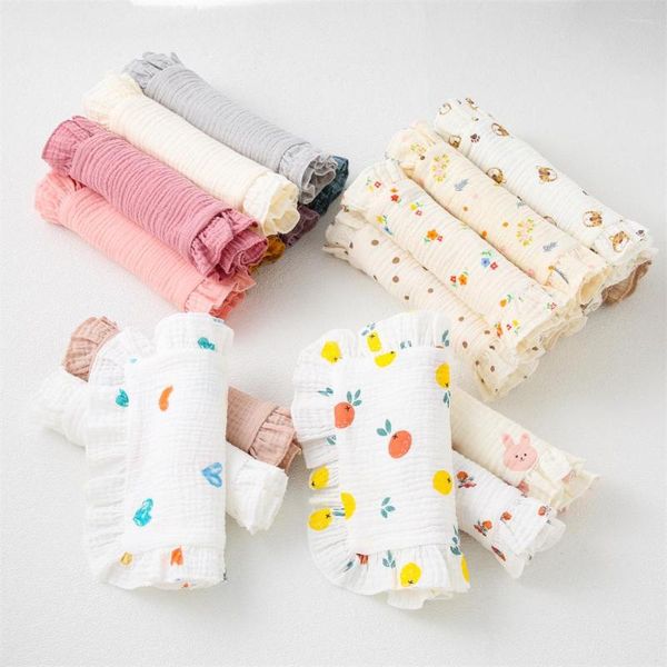 Acessórios para o cabelo Gaze de algodão Toalha de saliva para alimentação do bebê Babador com estampa de babados infantil Bandana para bebês