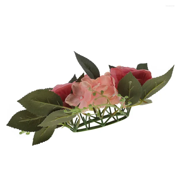 Fiori decorativi Tea Light Ghirlanda Luci decorative Candele Anelli di rose Ghirlande di pilastri Panno regalo di Natale Piante artificiali