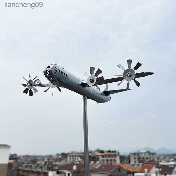 B-29 Super Fortress Aeronave Moinho de Vento Metal Wind Spinner Decoração ao ar livre 3D Cool Wind Sculpture Wind Catcher Garden Art Decoração L230620