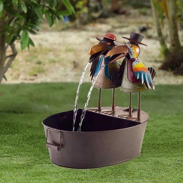 Garden Toucan Waterfall Fountain Decoration Decorazione in resina artigianato che scorre la scena dell'acqua casa per mangiatoia per uccelli per esterni BAGNI PUNDA NESSUNA POMPA DI ACQUA L230620