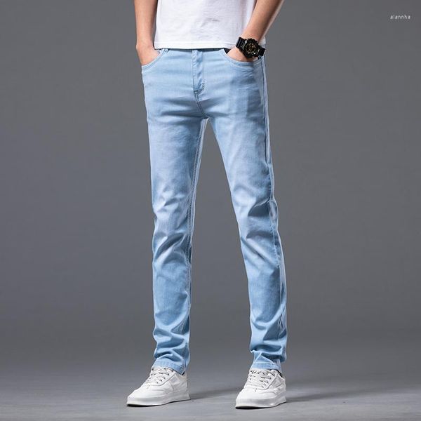 Jeans masculinos 6 cor de cor dinária de primavera coreana de moda casual jeans slim fit