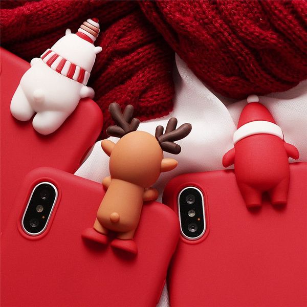 Feliz Natal Papai Noel Deer Boneca Capa de Silicone Para iPhone 12 Mini 11 Pro Max XR 8 Plus Capas de Celular