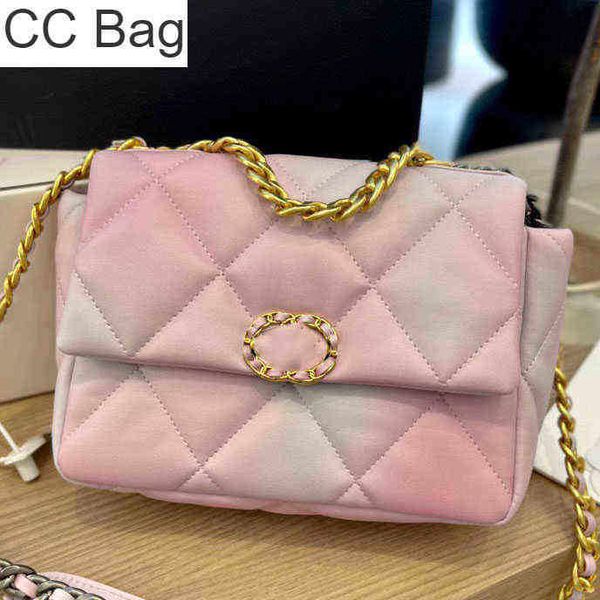 CC Bag Einkaufstaschen Großhandel Mermaid Pink Gradient 19 Series Flap Lammleder Classic Quilted Check Gold und Silver Hardware Chain Crossbody