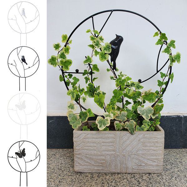 Outras Ferramentas de Jardim Suporte para Plantas de Ferro Estaca Redondo Videira Escalada Rack Borboleta Pássaro Interior Arranjo de Flores Moldura Treliça Suporte Suporte 230710