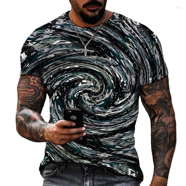 T-shirt da uomo Swirl Stampa 3D T-shirt girocollo a maniche corte HD Lycra Poliestere Abbigliamento casual di marca Super Large Size