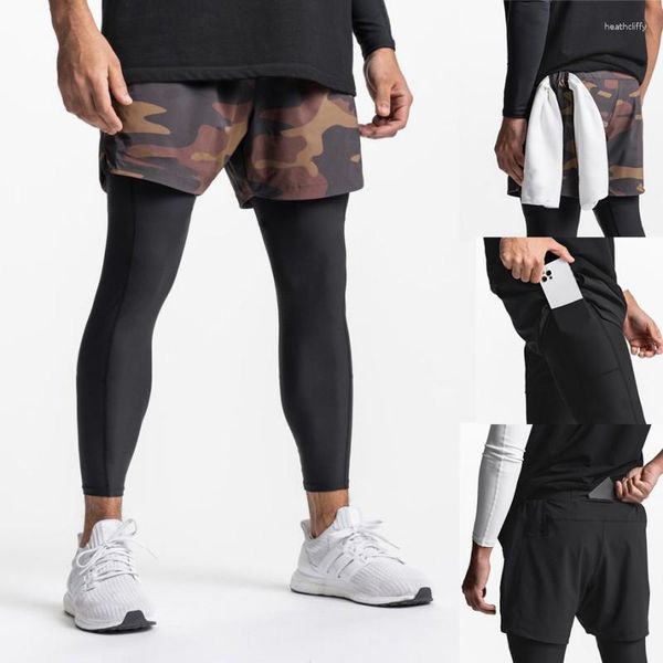 Pantaloni da uomo 2023 Alta qualità 2 in 1 Camouflage Uomo Bodybuilding Fitness Pantaloni sportivi Quick-dry Pantaloni sportivi da corsa maschili