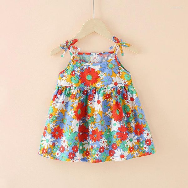 Mädchen Kleider Mädchen Kleid Kinder Druck Prinzessin Sling Sommer Koreanische Kinder Kleidung Spaghetti Strap Baby Blumen Dresss