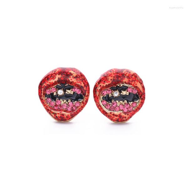 Orecchini a bottone Uer Red Lip For Women Fashion Gift Jewelry 2023 Cool Piercing Small