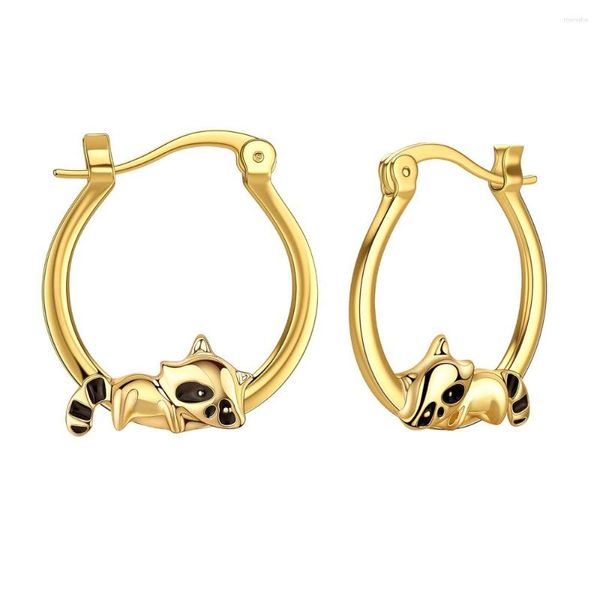 Pendientes de aro Dckazz pendiente de mapache Simple lindo Animal de moda joyería mujer niña Color dorado gota accesorio