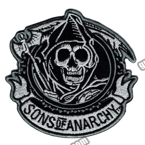 Moda SOA Reaper Crew Emblema bordado em ferro para motocicleta Heavy Metal Punk Aplique Emblema Frontal 3 5 G0448272d