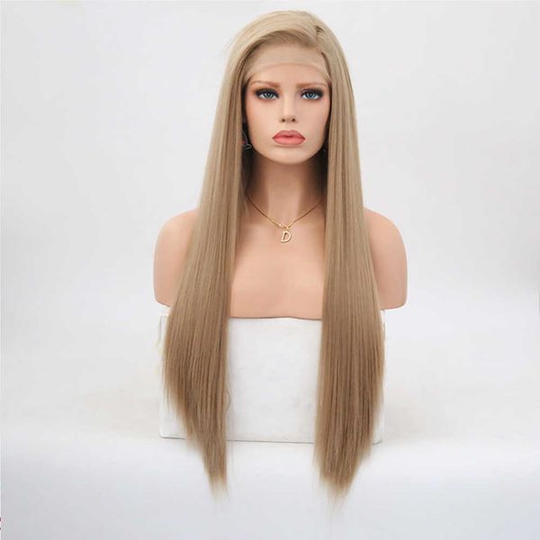 Nxy Long прямые кружевные парики для чернокожих женщин пепельная блондинка косплей Синтетические парики с кружевными париками бесплатная часть кружевные фронтальные волосы 230524