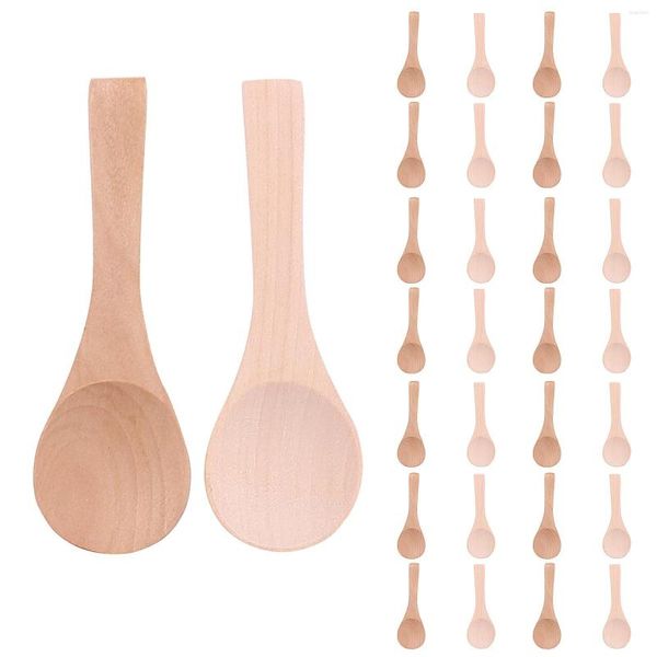 Sacchetti di stoccaggio Piccoli cucchiai di legno Mini degustazione Condimenti Sale per la cucina Olio per condimento Caffè Tè Zucchero 30 pezzi