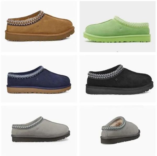 2023 Tasman Pantofole Ciabatte in pelliccia di castagno Disquete Pelle di pecora Ciabatte classiche Donna Ultra Mini Tazz Stivali con plateau Scarpe slip-on Pelle scamosciata Nero Rosa Renna Taglia EUR45