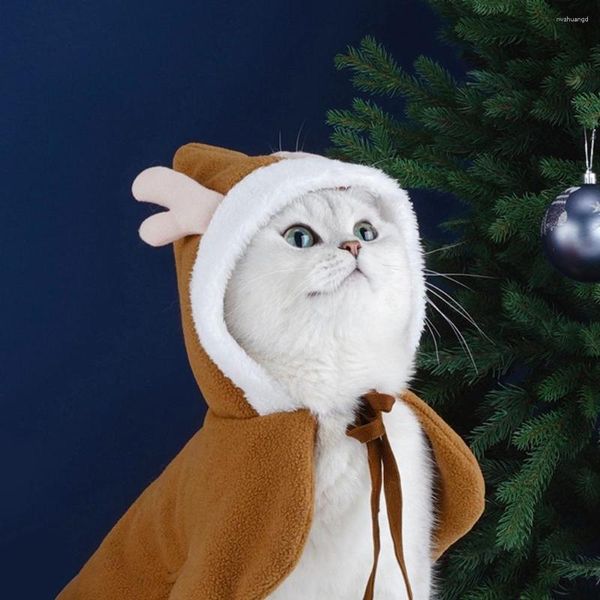 Vestuário para cães Roupas de Natal fofas para animais de estimação Manto de gato transformado em capa de papai noel/alce xale curto americano e inverno britânico