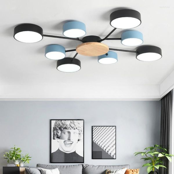 Plafoniere Arrivo Lampadario moderno a LED con paralumi rotondi in metallo grigio per soggiorno Camera da letto nordica Lustro