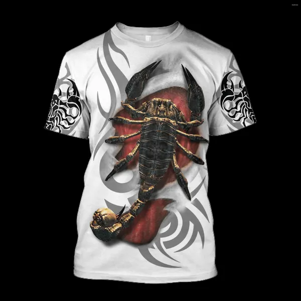 T-shirt da uomo Uomo Casual T-shirt con stampa animale 3D Scorpione Tattoo T-shirt hip-hop T-shirt estive Harajuku Punk Wome Top manica corta unisex 2
