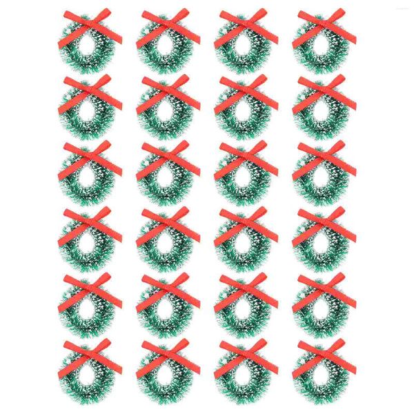 Dekorative Blumen, 24 Stück, rote Weihnachts-Kiefernkränze für Dekorationen, Haustür, zum Aufhängen, Mini-Ornament, Verzierung, Miniatur, 3 x 3 cm