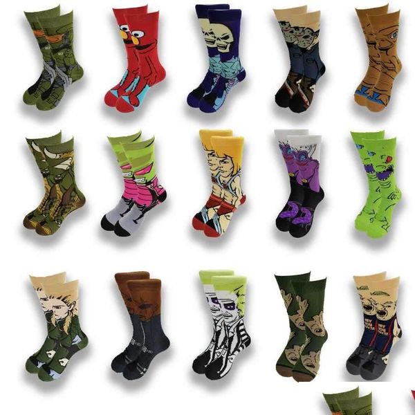 Meias Masculinas Estilo de Rua Masculino Hiphop Personalizado Novidade Horror Sock Men Weird Comic Engraçado Outono Inverno Algodão Vestido Quente Gota Del Dhpxg