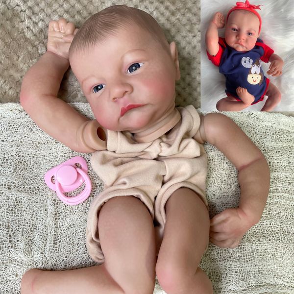 Куклы 19 -дюймовый уже нарисованный Reborn Doll Kit Levi Apake 3D -кожа высокий качество.