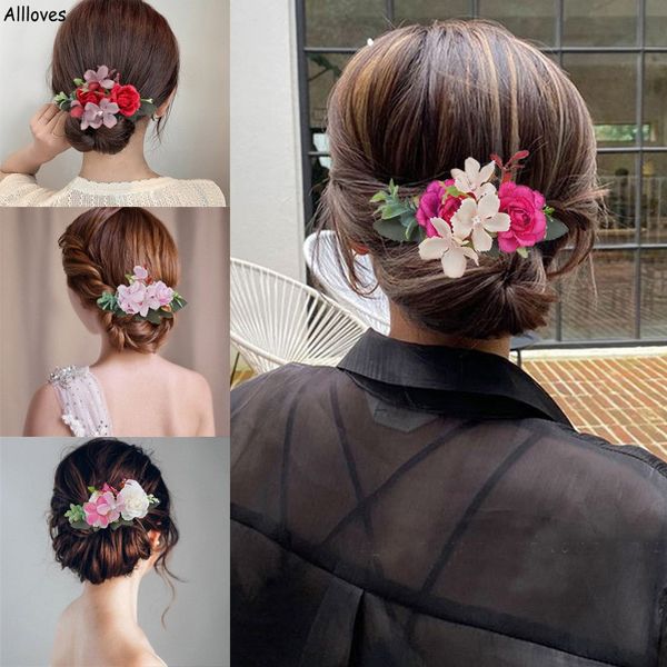 Hübsche künstliche Blumen-Kopfbedeckungen, Haarkämme für Hochzeit, böhmische Braut-Kopfbedeckung, Haarschmuck, rustikale Landblumen-Braut-Haardekorationen CL2599