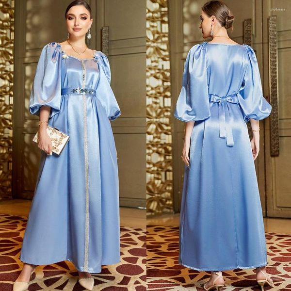 Abbigliamento etnico Eid Mubarak Donne per Abaya Moda musulmana Diamanti Abito Turchia Arab Party Evening Ramadan Dubai Abito Marocco Islamico